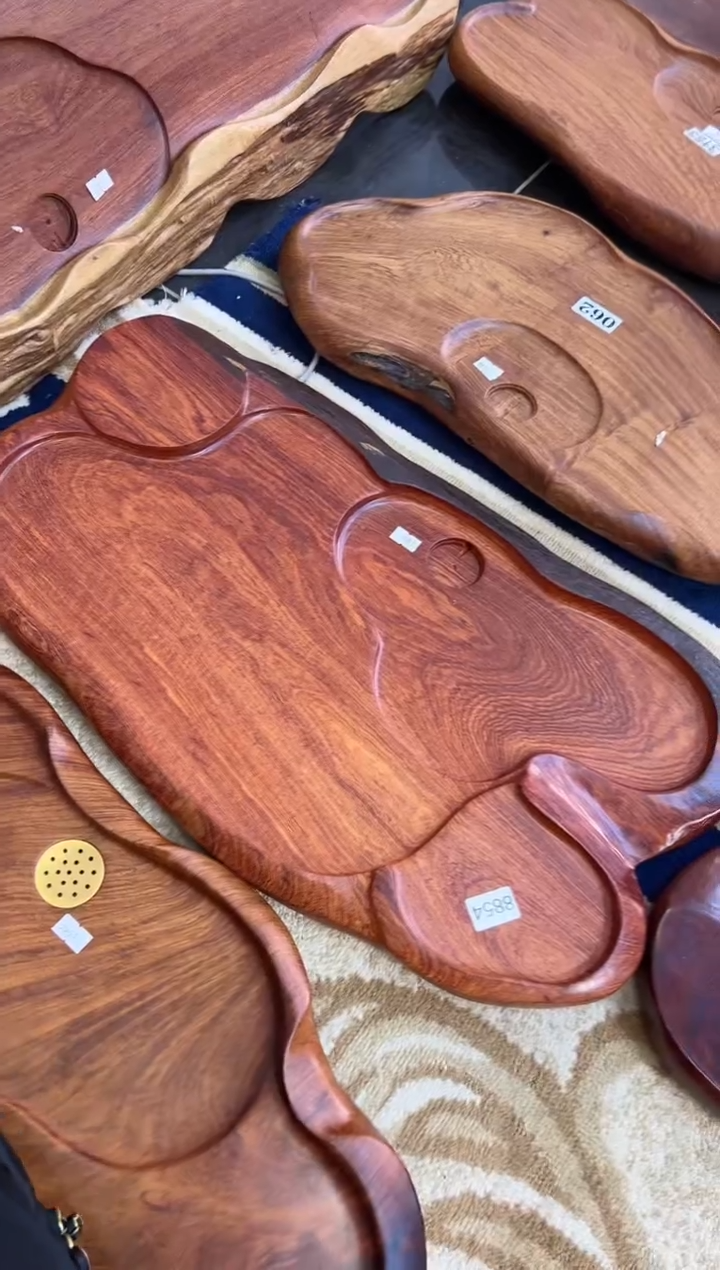 【闪购商品】大果紫檀（缅甸花梨）茶盘8854