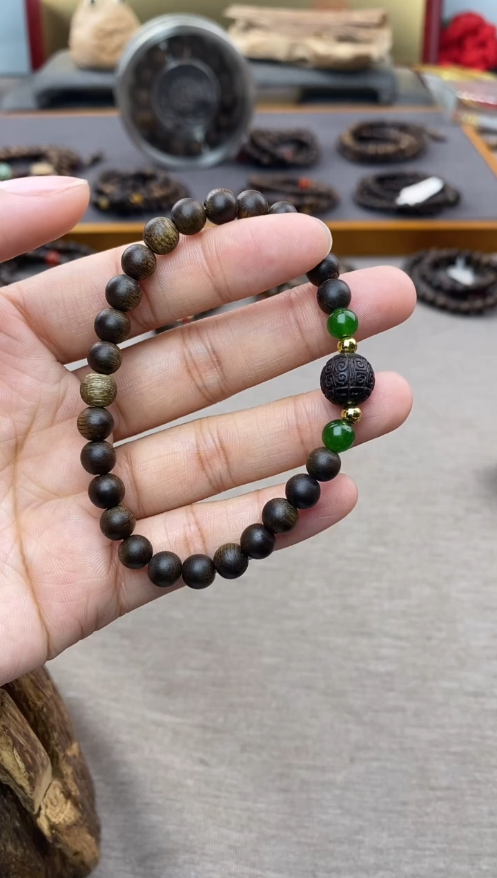 【闪购商品】沉香手串顺化紫棋06沉水+降真香1.0回纹+配饰