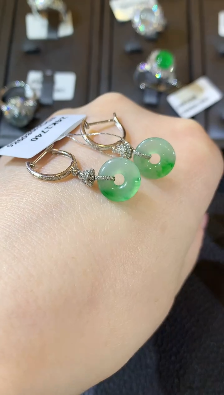 【闪购商品】翡翠耳饰18K金镶嵌D68 翡翠