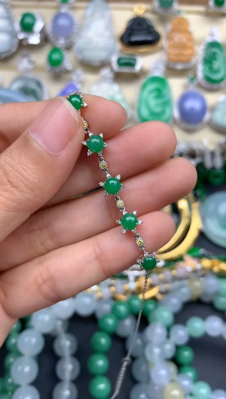 【闪购商品】翡翠手串18K金镶嵌229-中国好珍宝