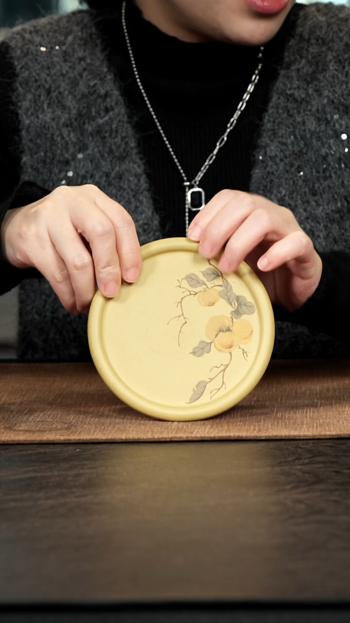 茶壶紫砂段泥泥绘壶承柿柿如意