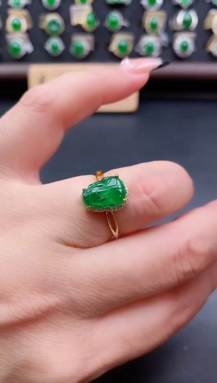 银S925镶嵌戒指翡翠1