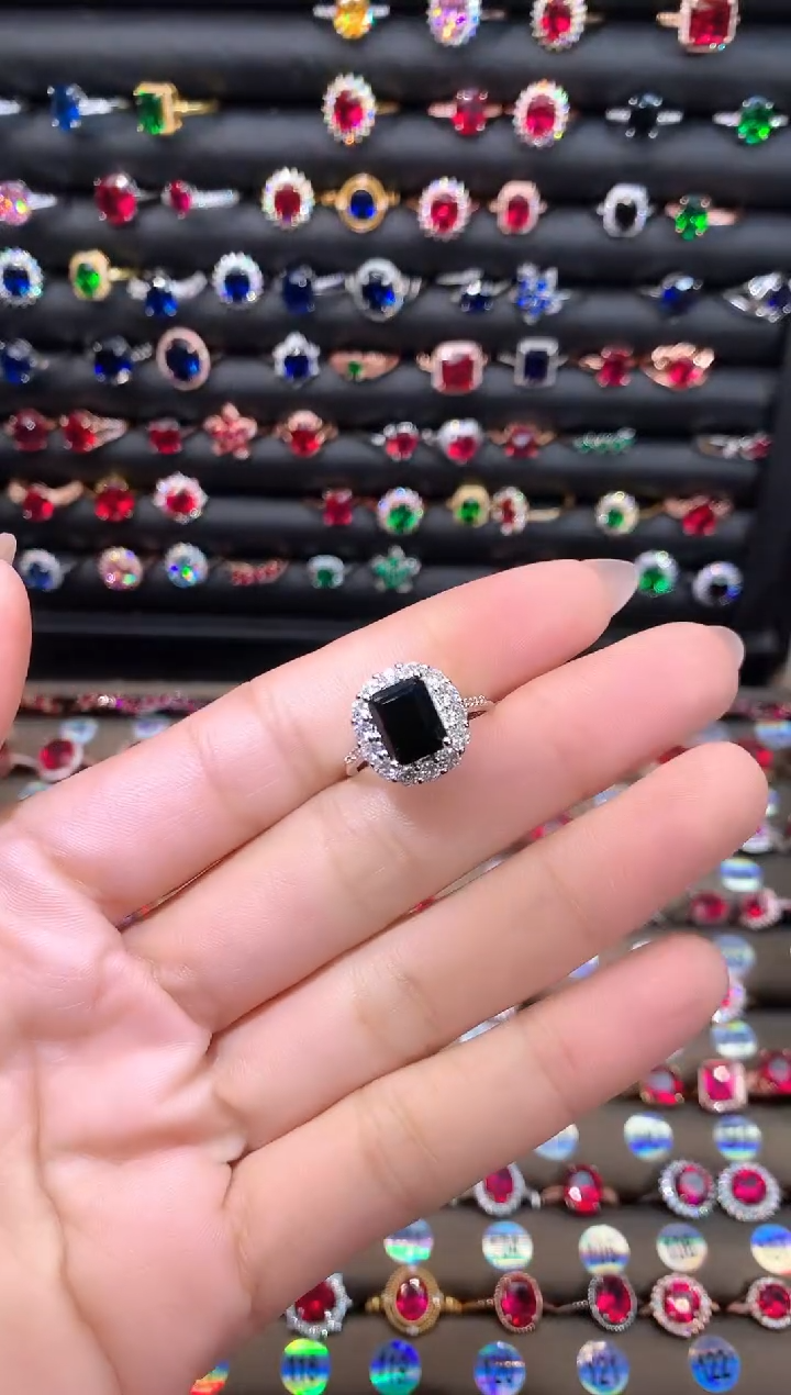 【闪购商品】蓝宝石戒指银S925镶嵌79山蓝