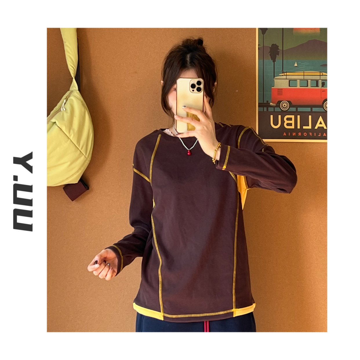 【虞UU】高性价比暖阳T！ 秋冬新款男女撞色保暖哈苏线德绒打底衫