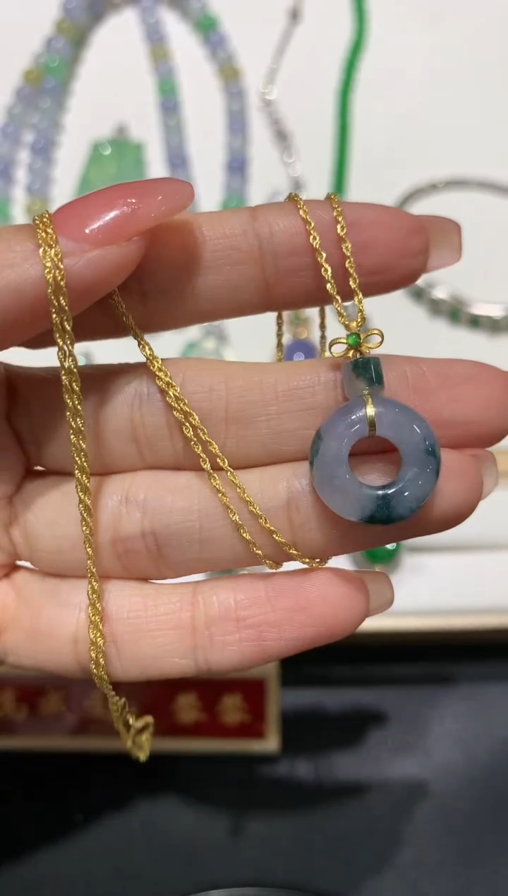 【闪购商品】翡翠套链18K金镶嵌团购1