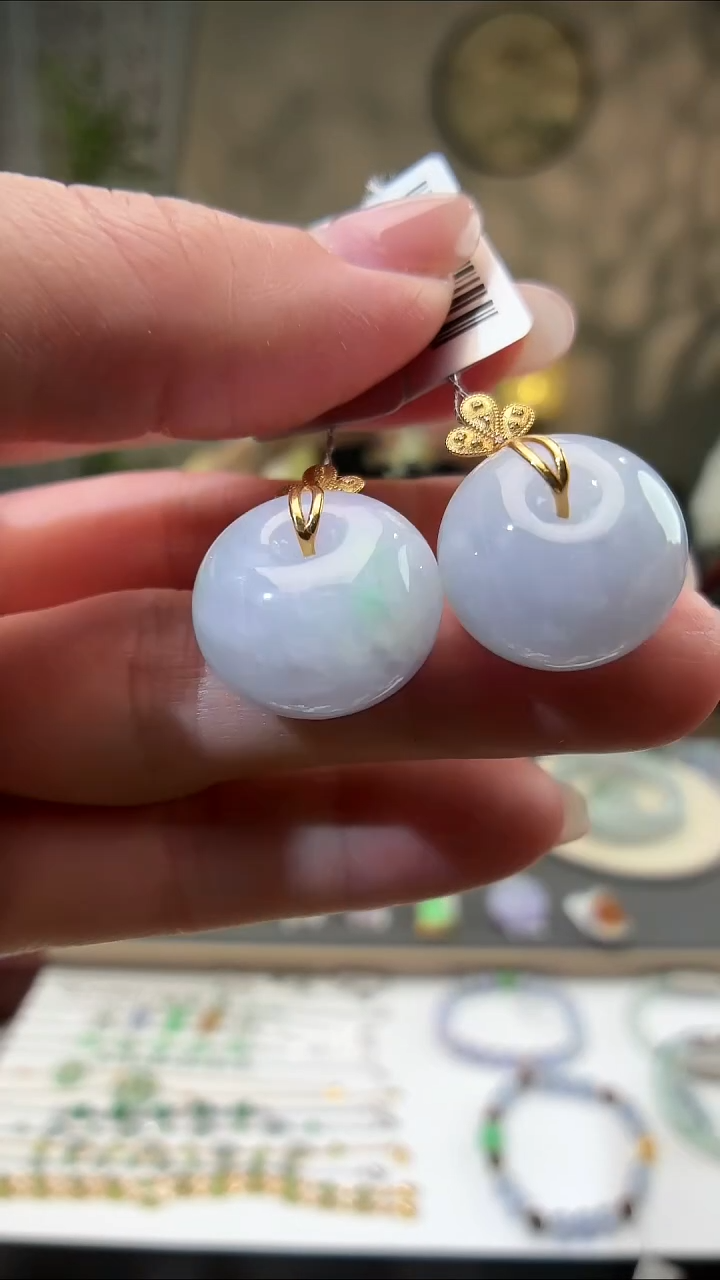 吊坠(不含链)18K金镶嵌翡翠平安扣多样性发其一