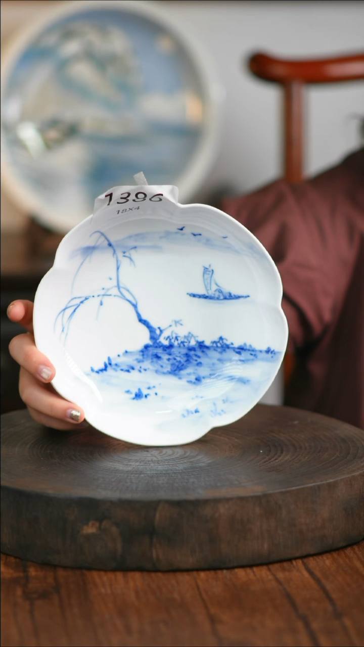 盘手绘釉下彩陶瓷餐具1386