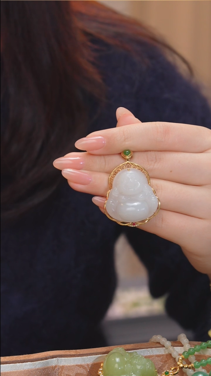 【闪购商品】和田玉吊坠不含链18K金镶嵌（二） @@P1129