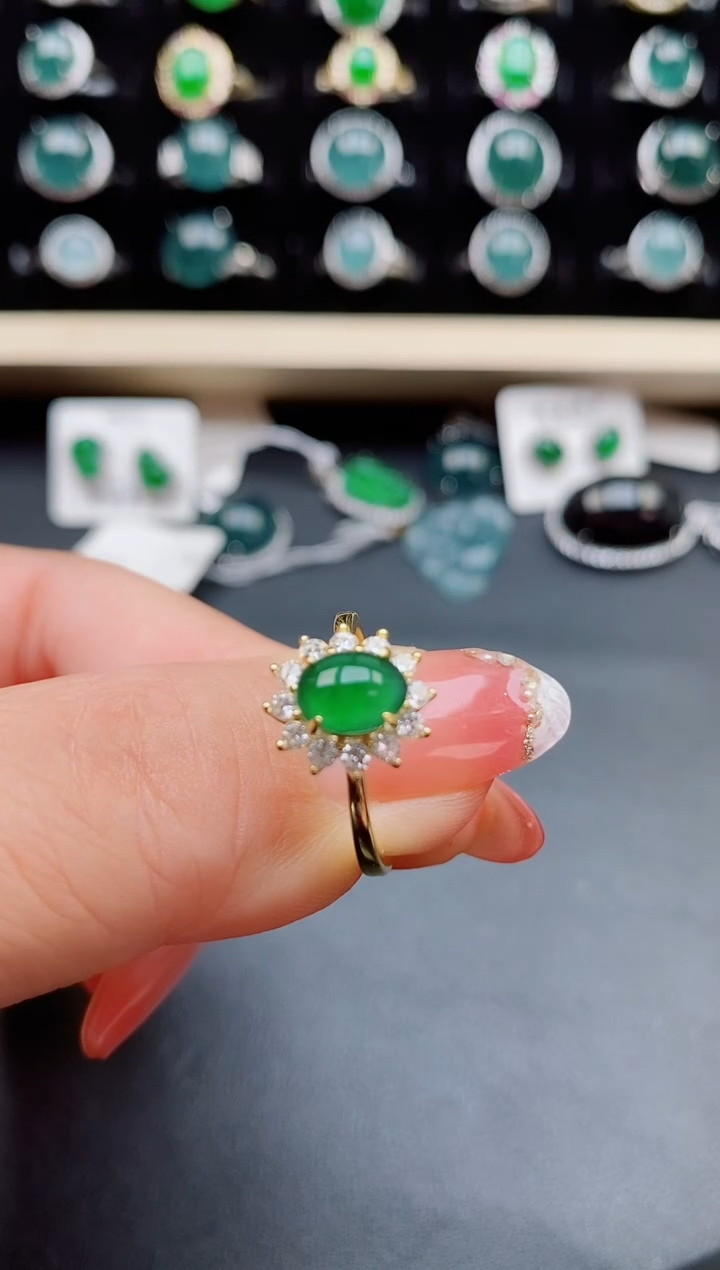 【闪购商品】翡翠戒指银S925镶嵌5080550