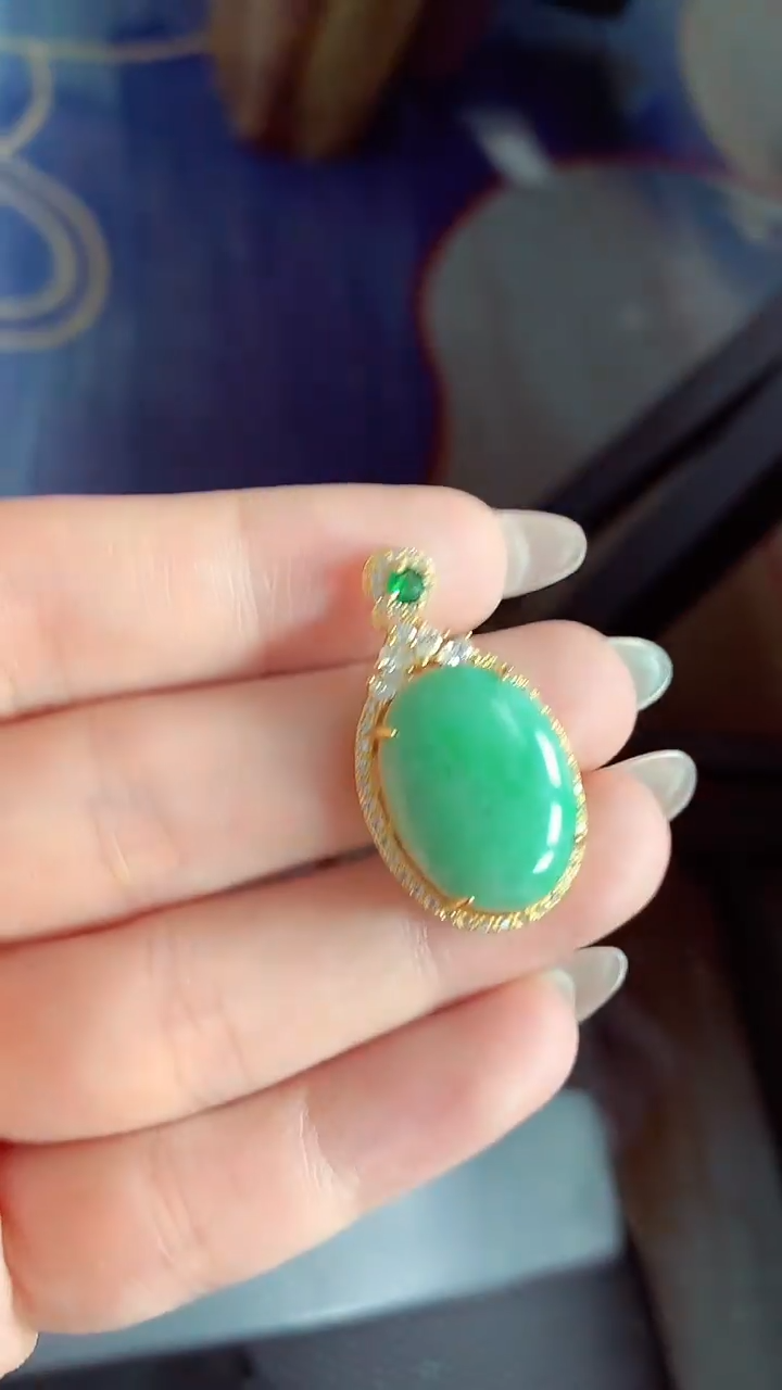 【闪购商品】翡翠颈饰银S925镶嵌吊坠