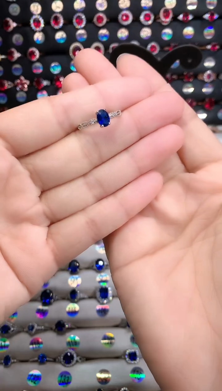 【闪购商品】蓝宝石戒指银S925镶嵌银色5.7