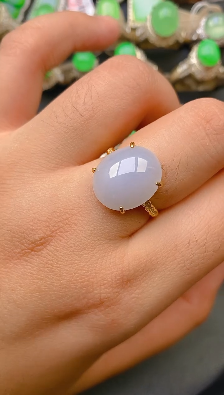 【闪购商品】翡翠戒指银S925镶嵌天然A货翡翠1