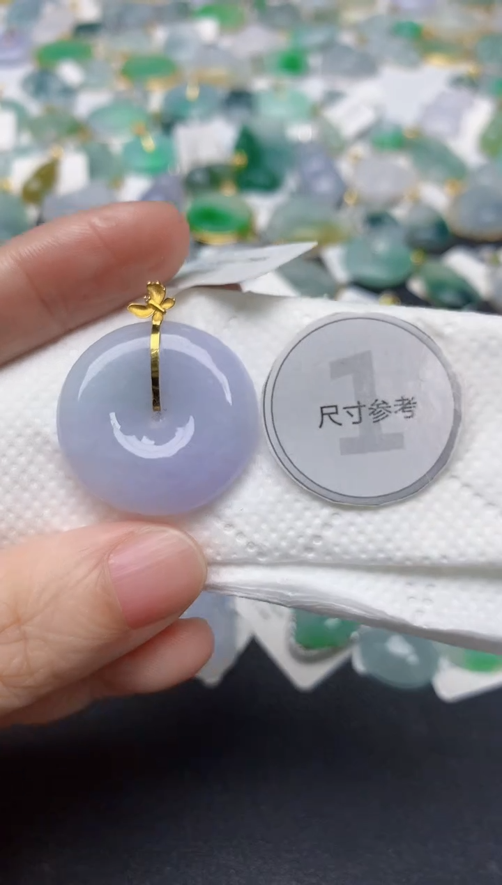 颈饰18K金镶嵌翡翠天然缅甸A货翡翠