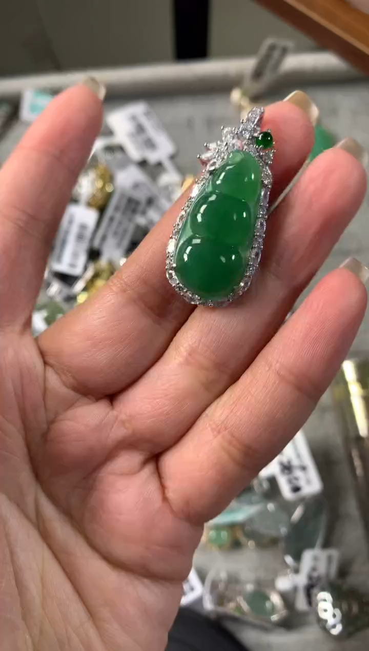 银S925镶嵌戒指翡翠吊坠