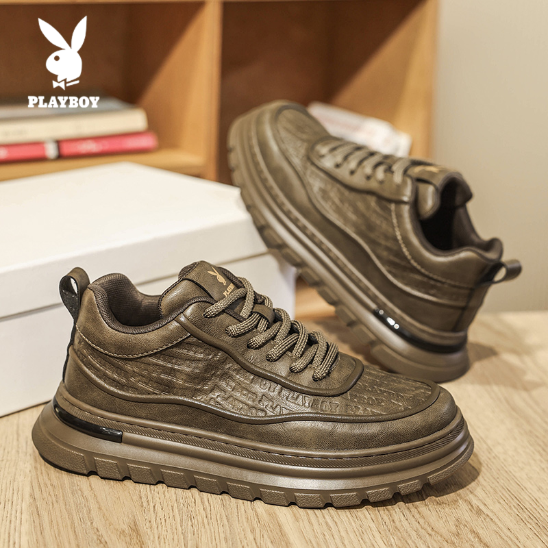 PLAYBOY/花花公子时尚休闲鞋2025新款男士百搭低帮厚底潮流运动鞋