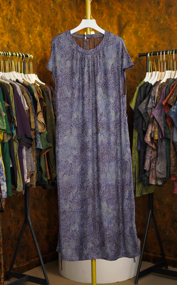 【藤雾】新中式国风复古气质休闲中长款连衣裙女603