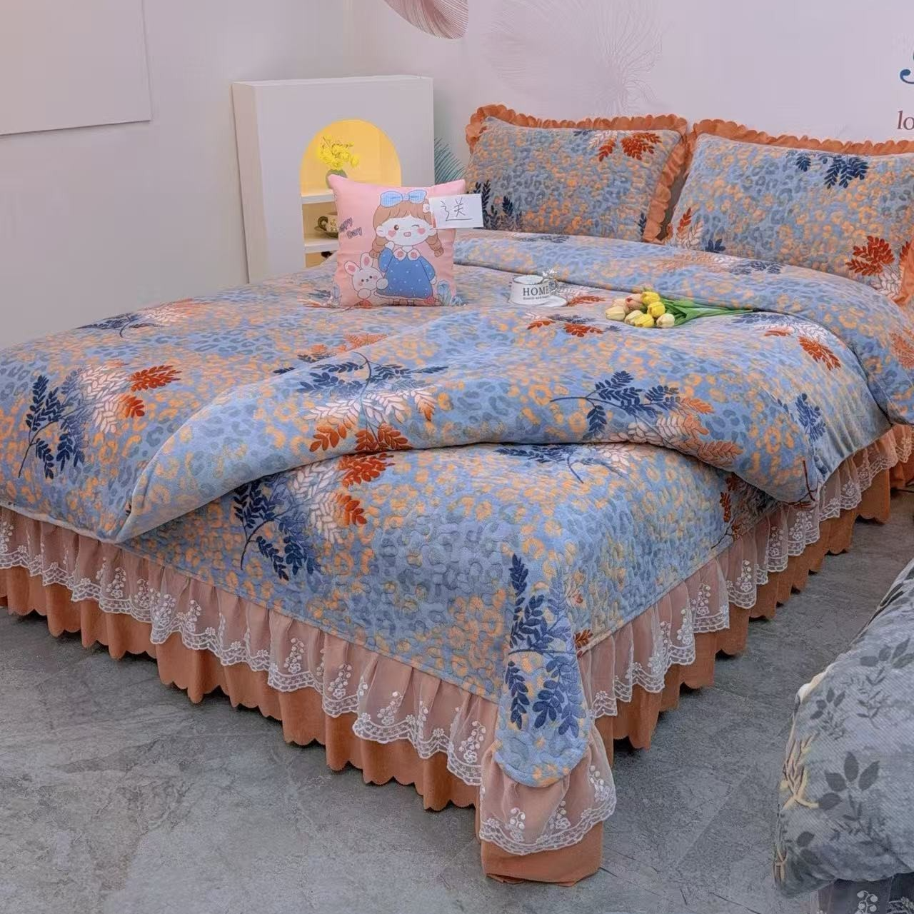 2025牛奶绒四件套加厚高克重柔软抗静电不掉毛 双面绒床盖三件套