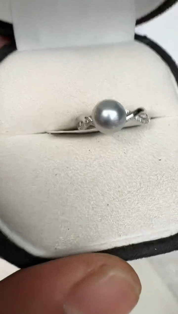 银S925镶嵌戒指海水珍珠戒指