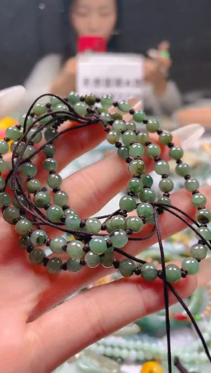 【闪购商品】翡翠颈饰未镶嵌5-6MM/L/翡翠A货一图一物
