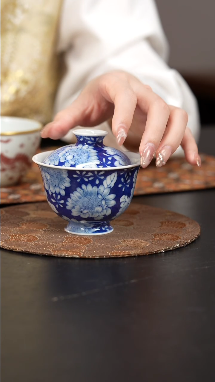 【闪购商品】杯看山柴窑青花向日葵