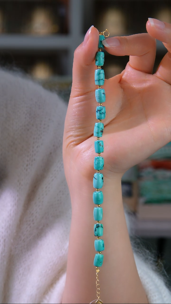 银S925镀金镶嵌绿松石手链1