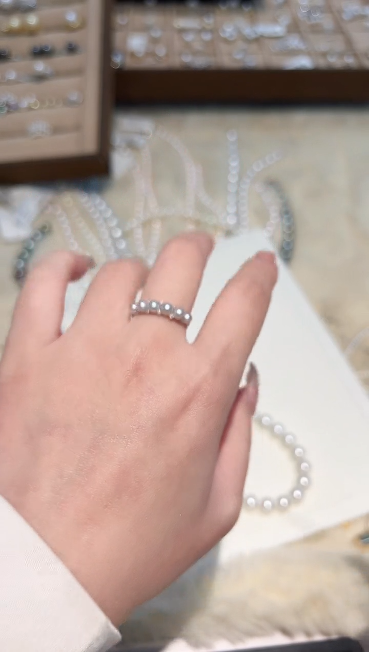 【闪购商品】海水珍珠排戒18K金镶嵌真多麻排戒zzxm