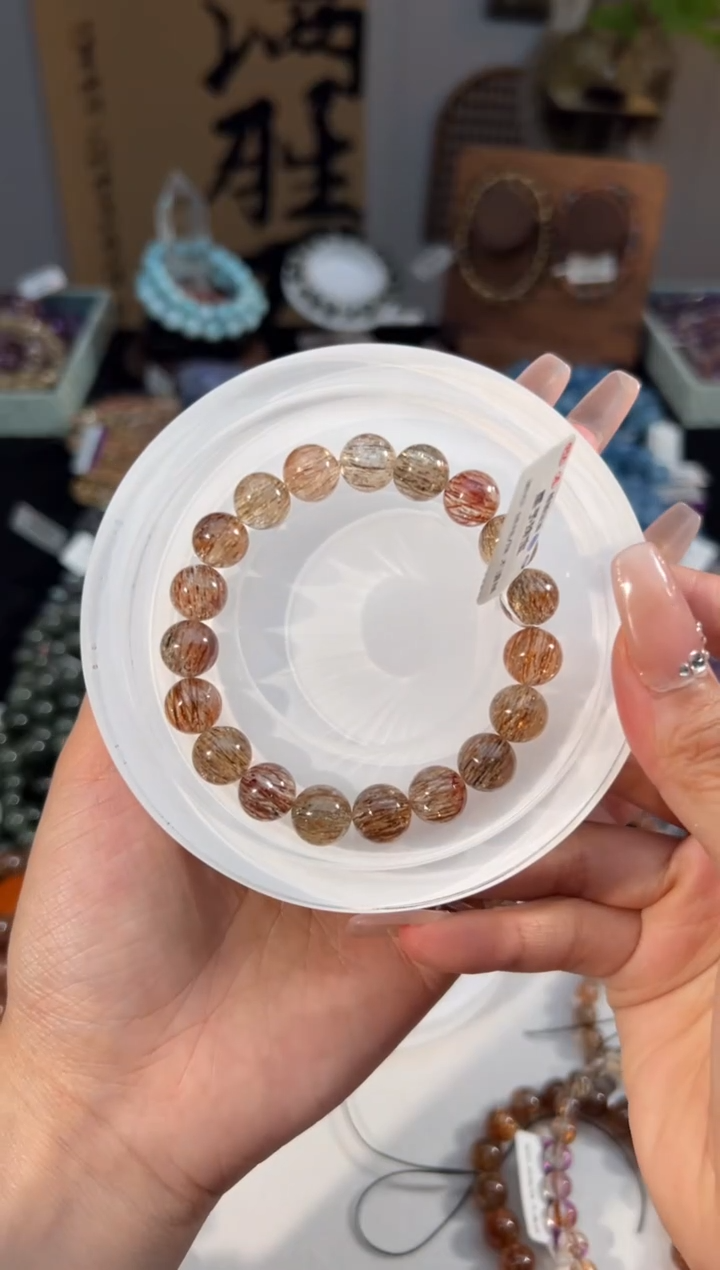 水晶手串未镶嵌黑金超七手串10+