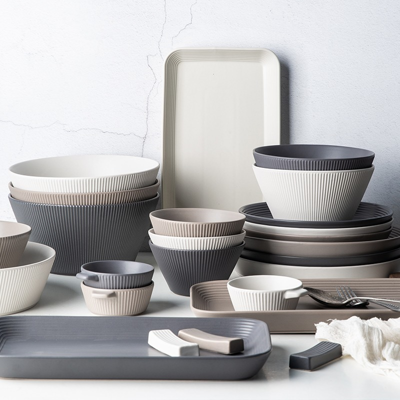 北欧风餐具简约陶瓷碗碟饭碗汤面碗沙拉碗盘子韩版ins风网红家用