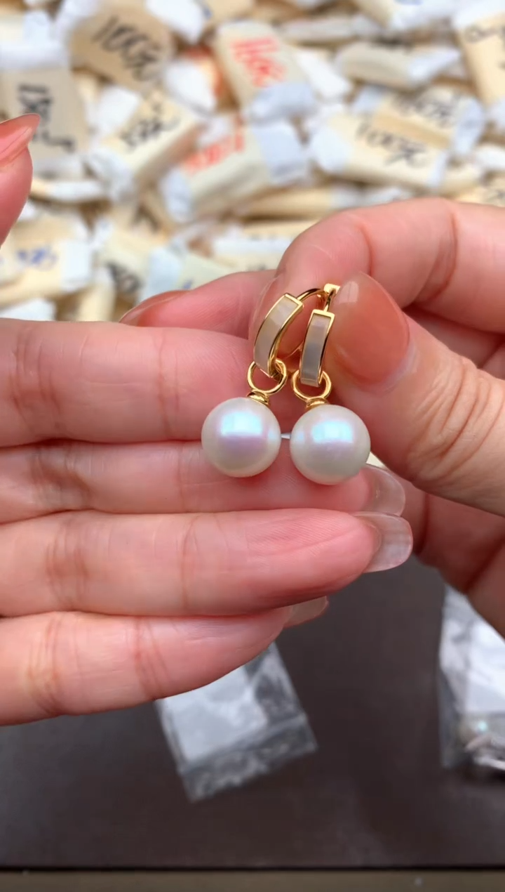 银S925镶嵌耳饰淡水珍珠一