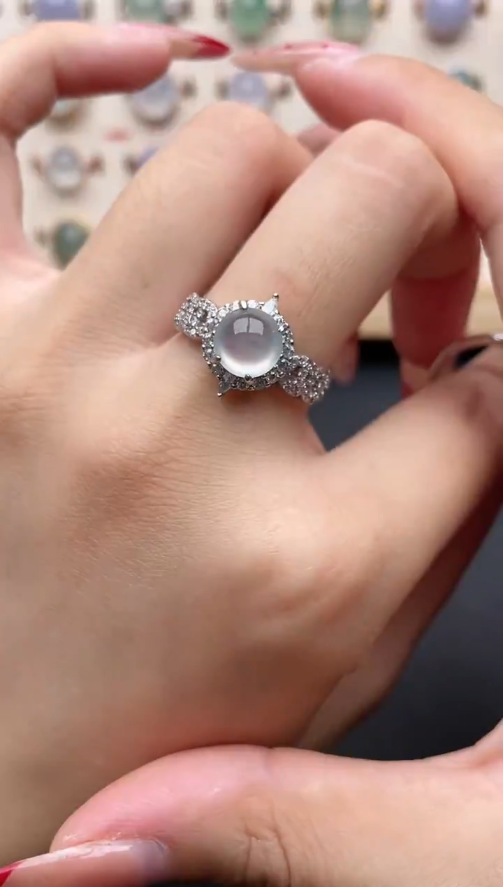 【闪购商品】翡翠戒指银S925镶嵌一物一证一礼盒