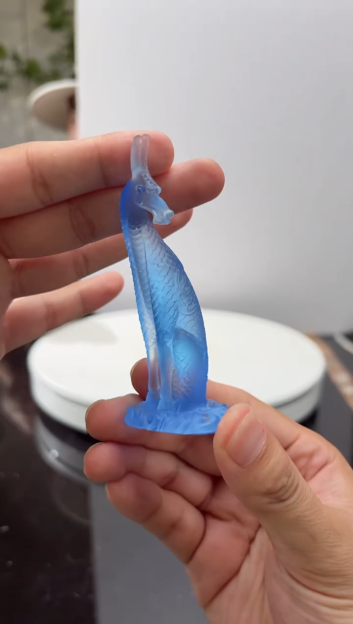 摆件璨石美学天青色麒麟香插摆件