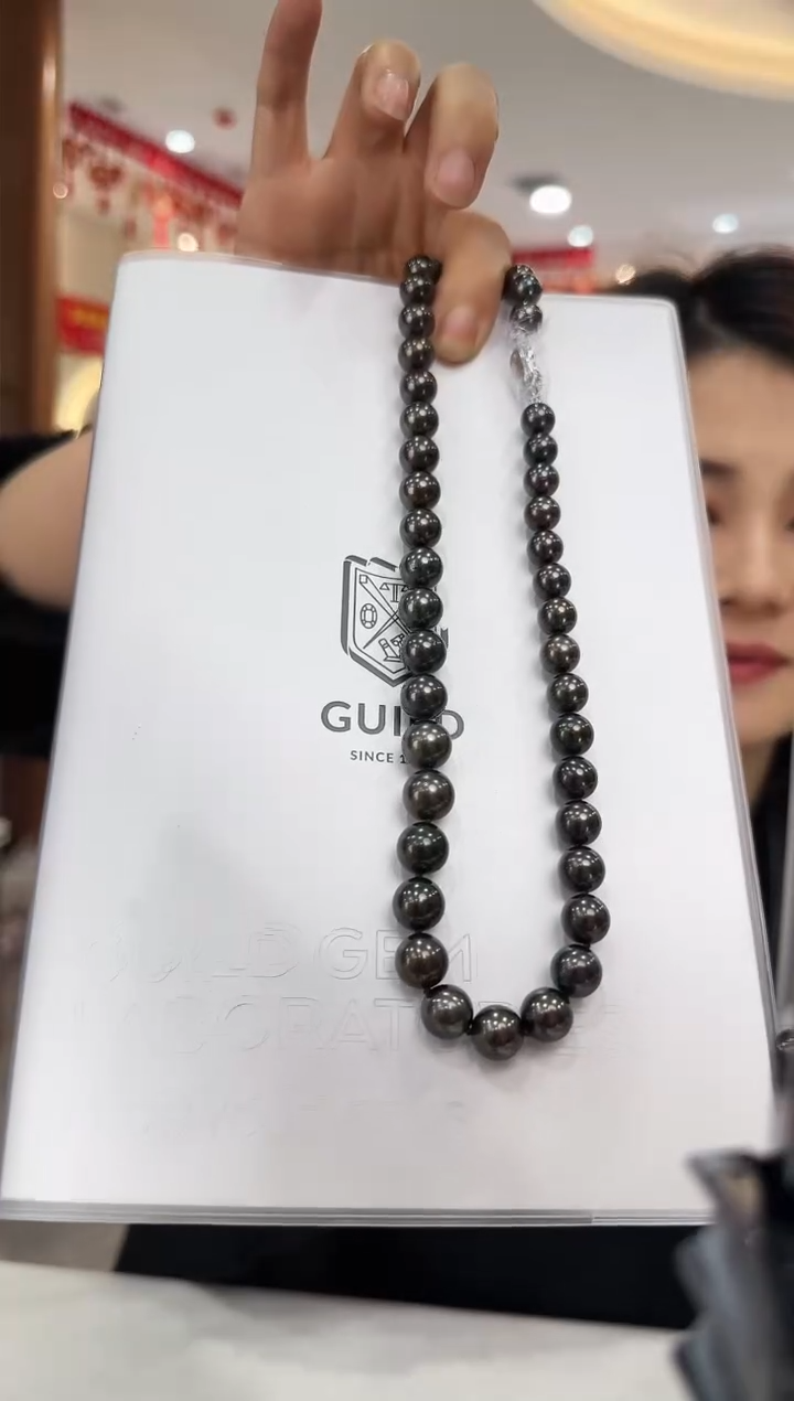 【闪购商品】海水珍珠NN未镶嵌大溪地珍珠串链带大证@@E368