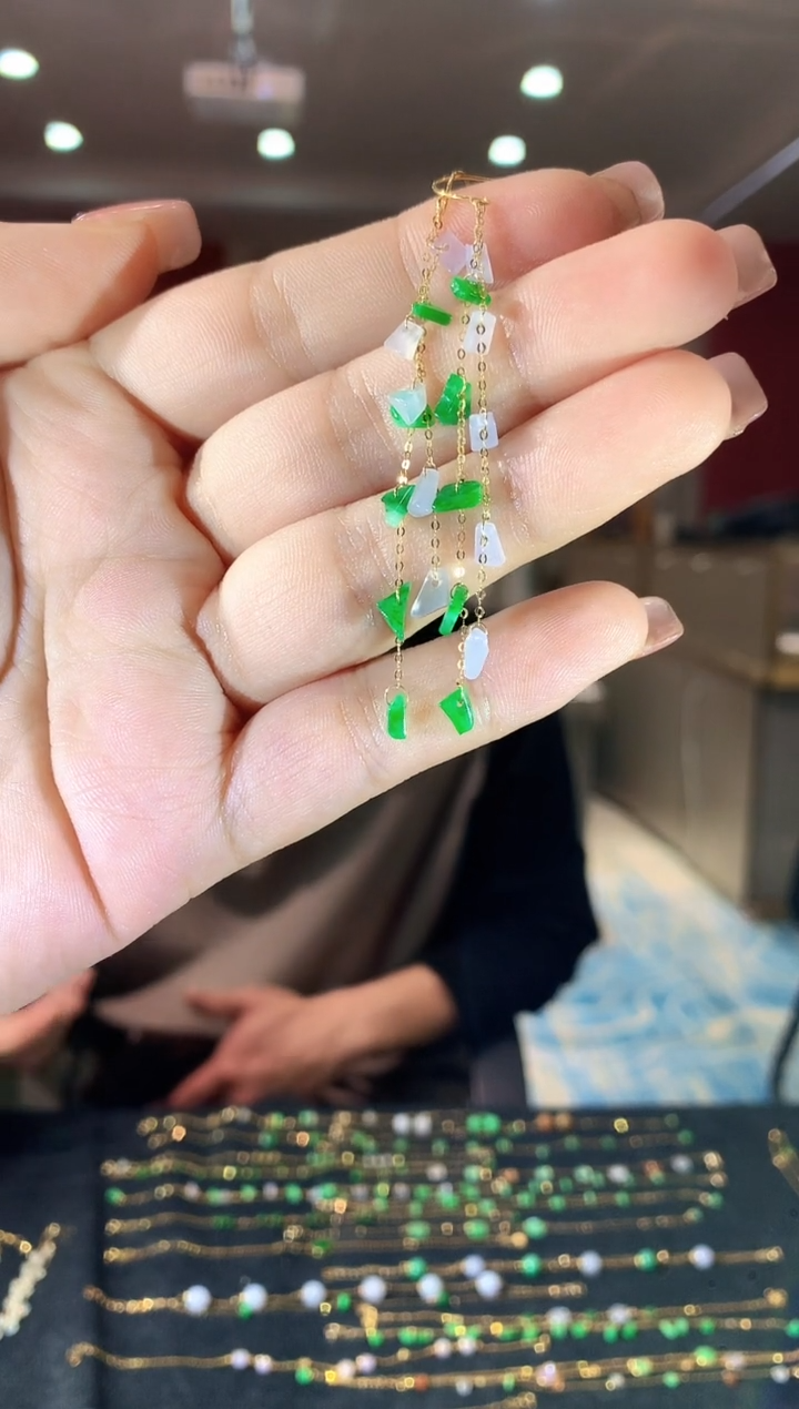 【闪购商品】翡翠18K金镶嵌耳饰317zjh时尚