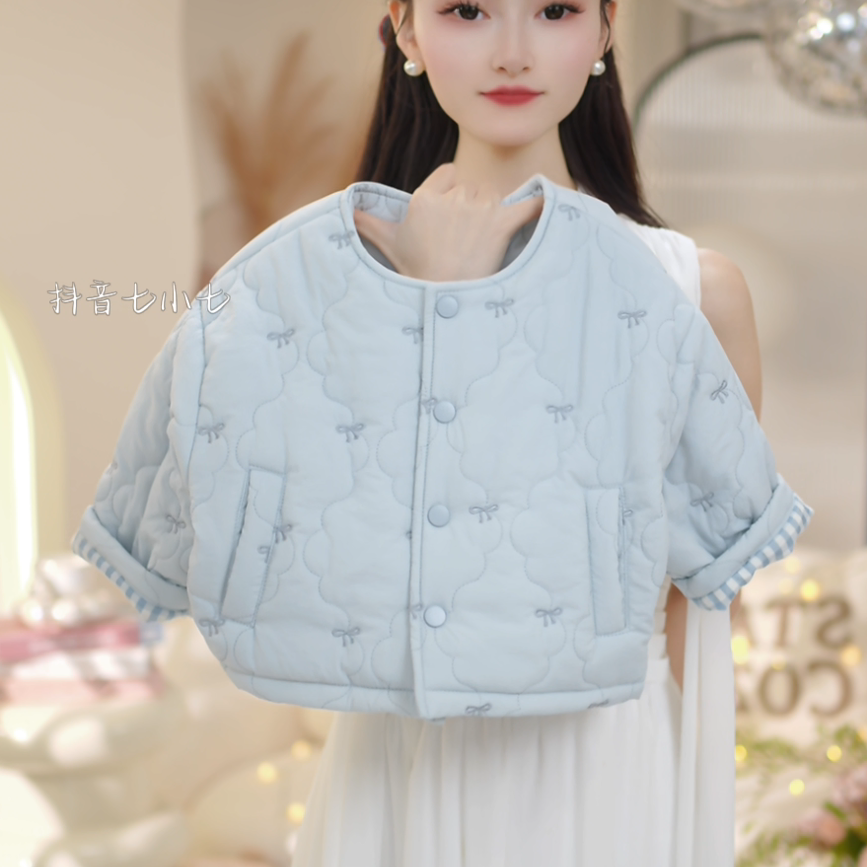 【现货】女童2025秋冬季新款刺绣纽扣棉服格子外套C23872