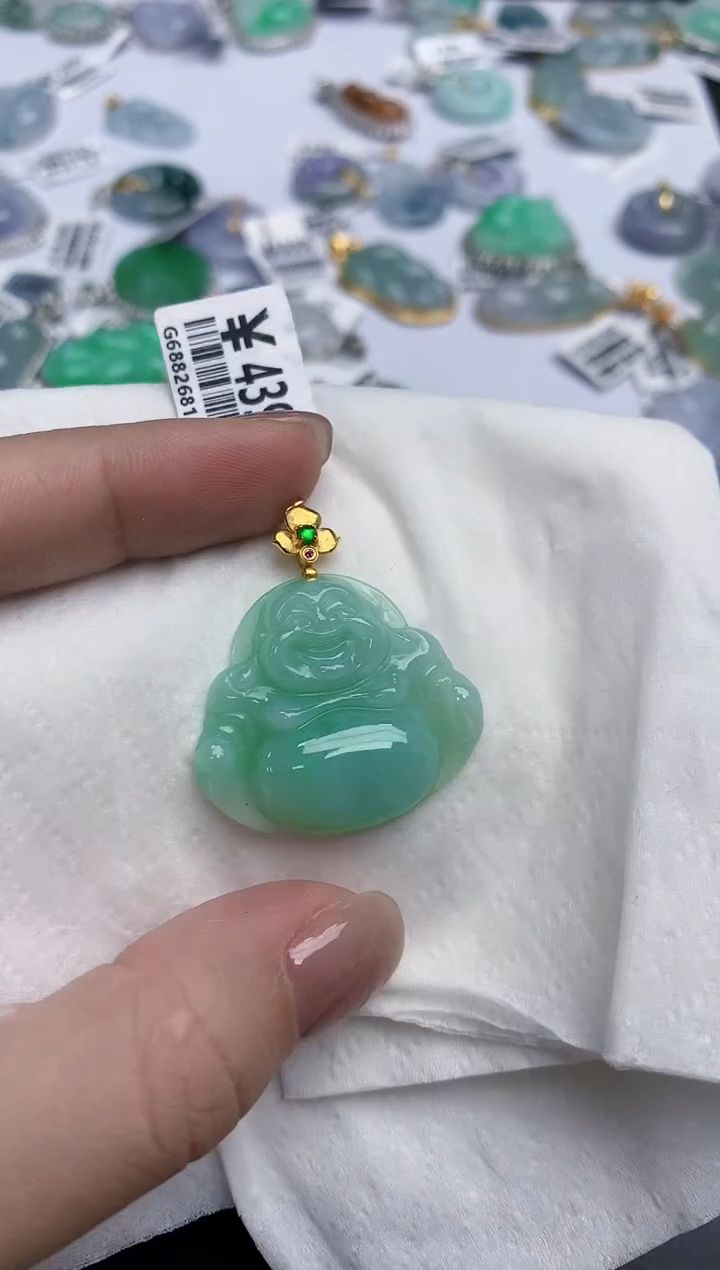 【闪购商品】翡翠颈饰18K金镶嵌天然缅甸翡翠A货