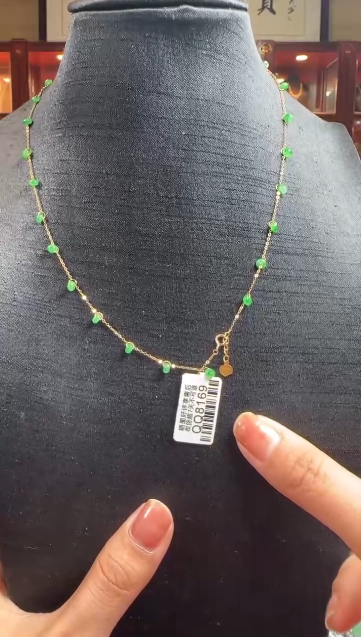 【闪购商品】翡翠套链18K金镶嵌QQ8169浪漫流星花锁骨链