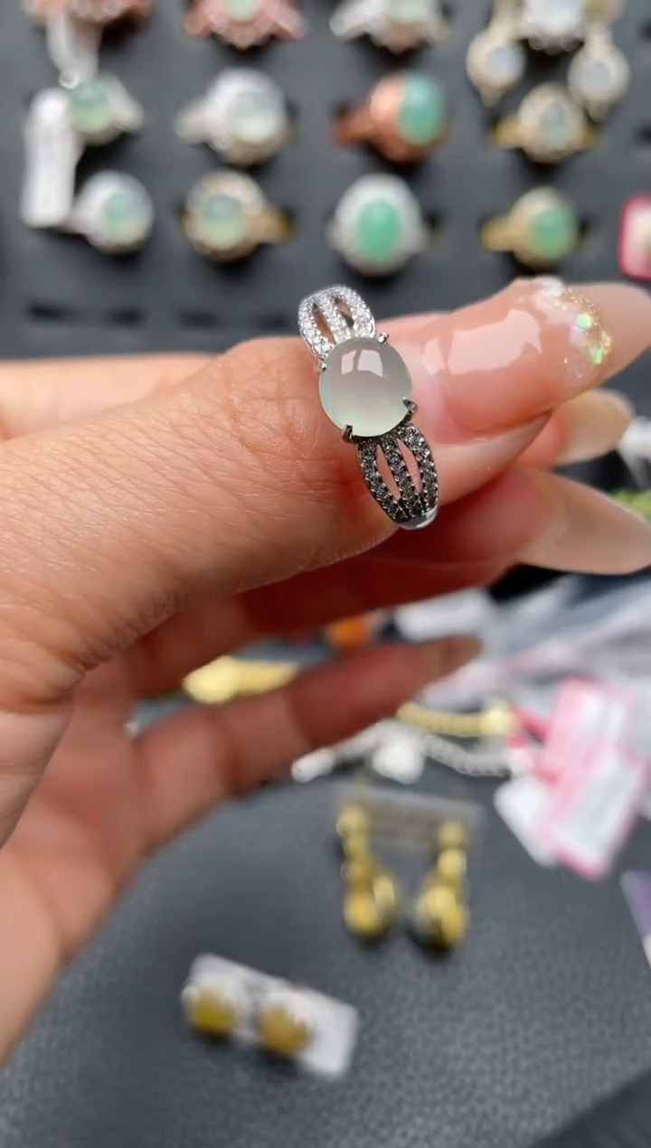 【闪购商品】翡翠戒指银S925镶嵌2222222222  53
