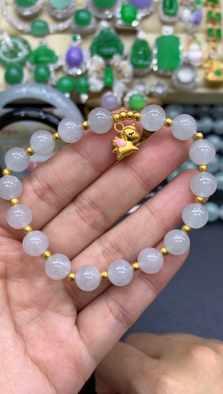 足金镶嵌手链翡翠120-中国好珍宝