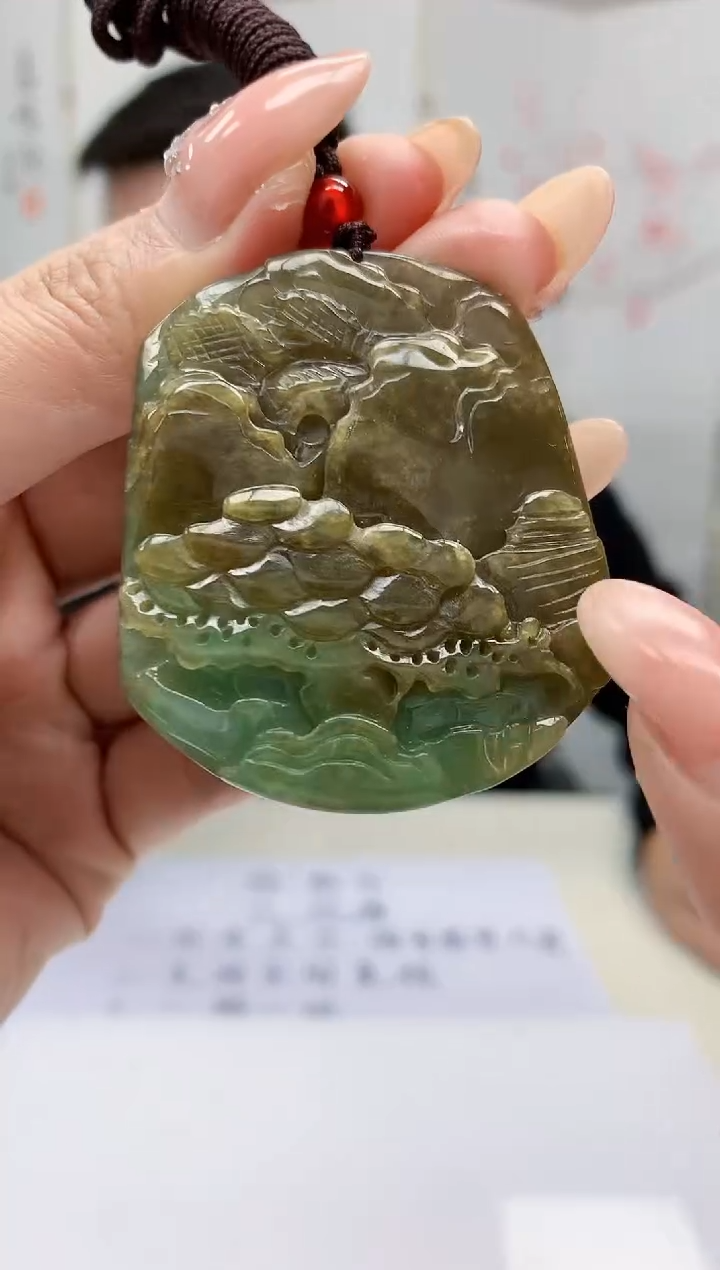 【闪购商品】定制翡翠未镶嵌5152MM-毛货挂件57