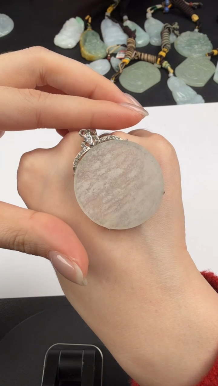 吊坠(不含链)银S925镶嵌翡翠翡翠饰品-49