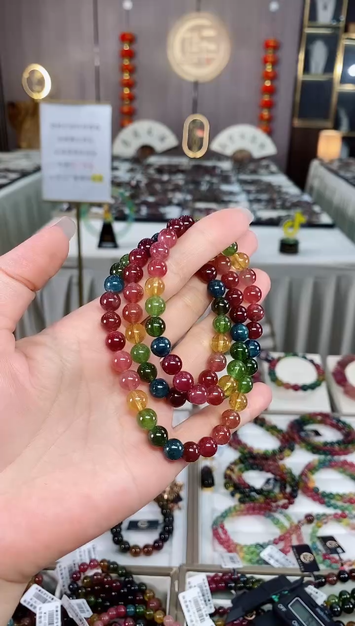 三圈手串7mm+未镶嵌碧玺多样性发货一条 hon