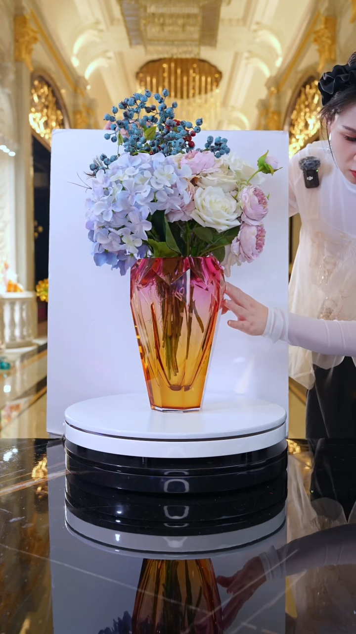 摆件JY0067金红色冰花艺术花器