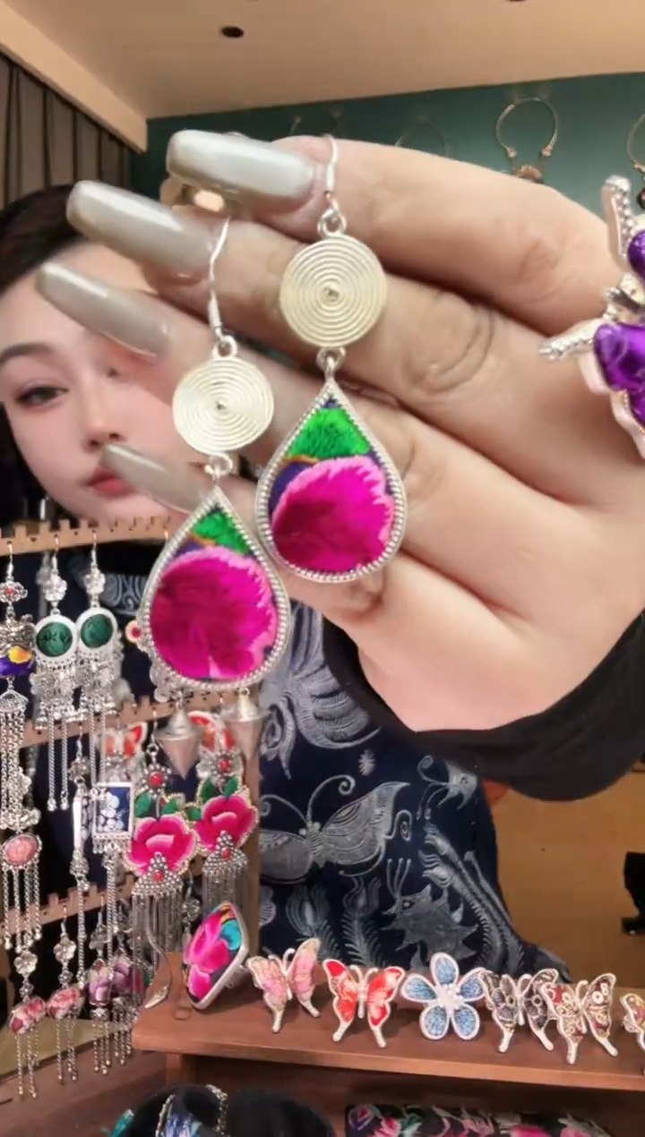 刺绣纯手工民族风刺绣耳环