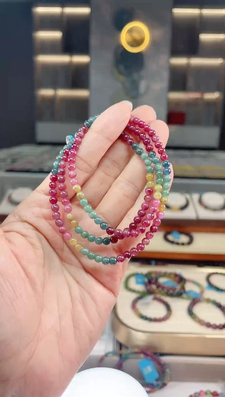 【闪购商品】碧玺三圈手串未镶嵌（多样性发一条）Q