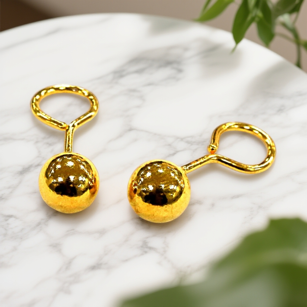 CBAI/菜百GA足金耳钉 豆豆款