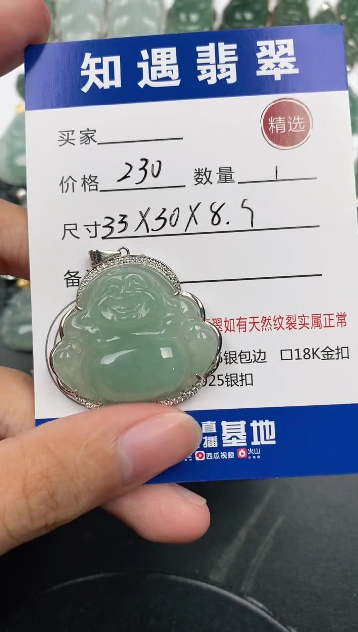 颈饰银S925镶嵌翡翠挂件