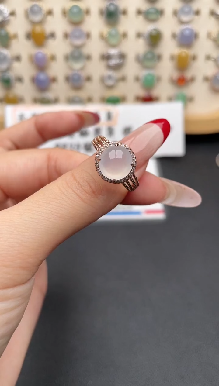 【闪购商品】翡翠戒指银S925镶嵌一物一证一礼盒