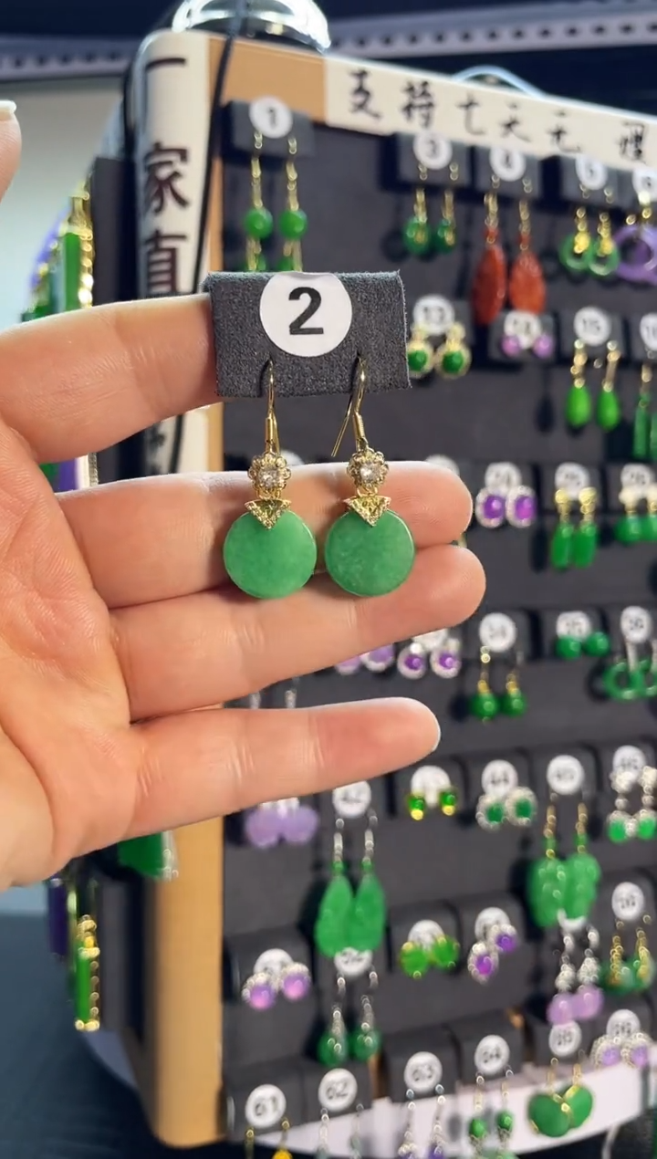 【闪购商品】翡翠耳饰银S925镶嵌老2....