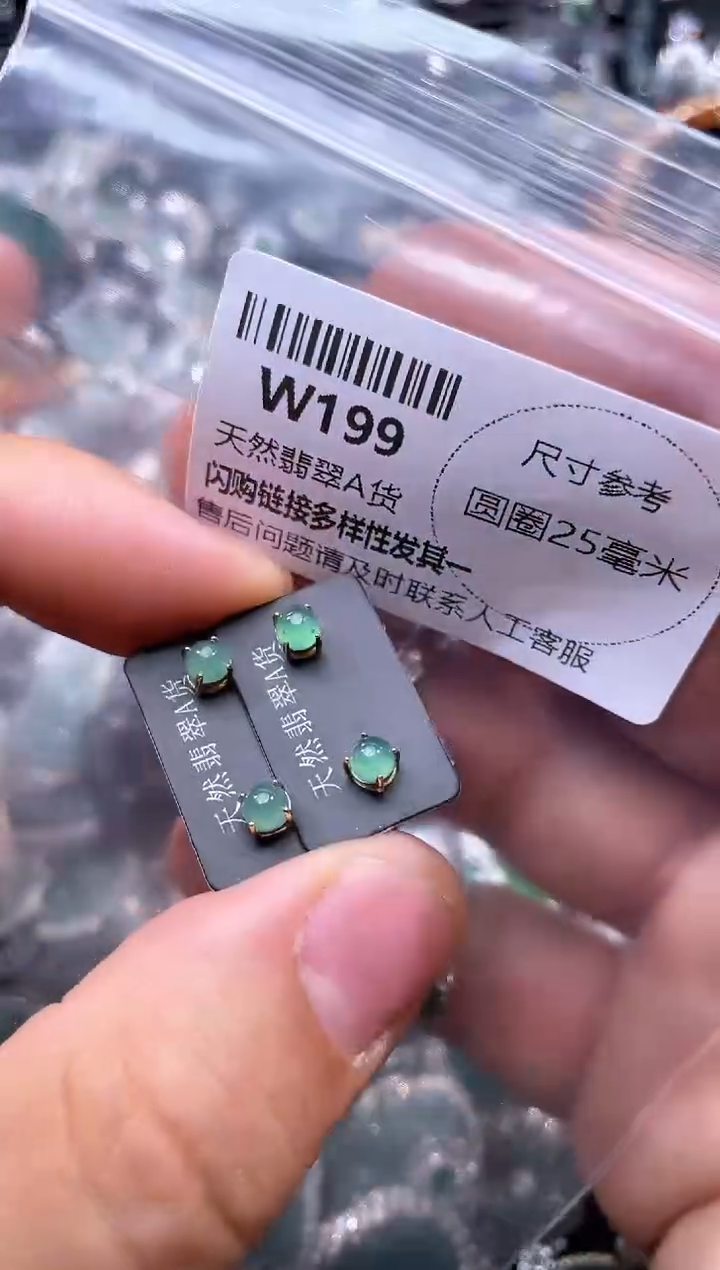 【闪购商品】翡翠颈饰未镶嵌W199耳钉 多样性发其一