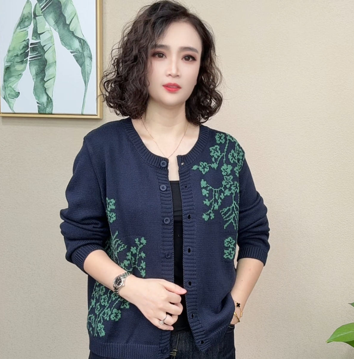 2025秋季新款复古港风洋气时尚百搭女装毛衫上衣针织衫#74597